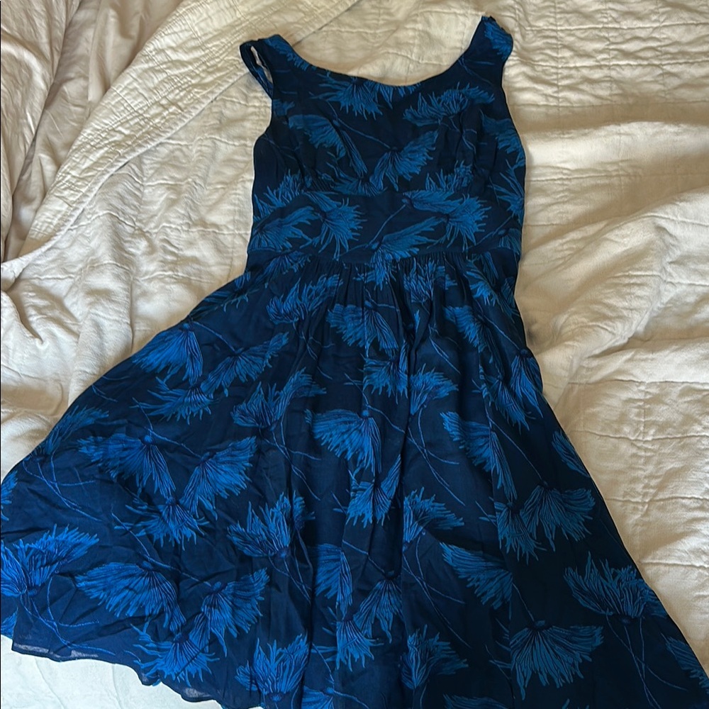 Anthropologie Blue Fit and Flare Mini Dress